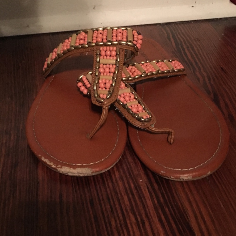 Pink and Gold Beaded Rampage Sandals - Picture 2 of 3